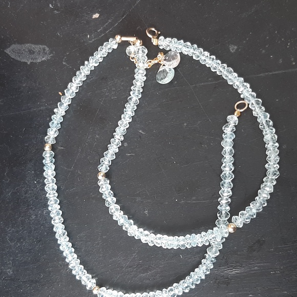 Vintage 14kt gold and faceted Aquamarine necklace - Picture 4 of 4